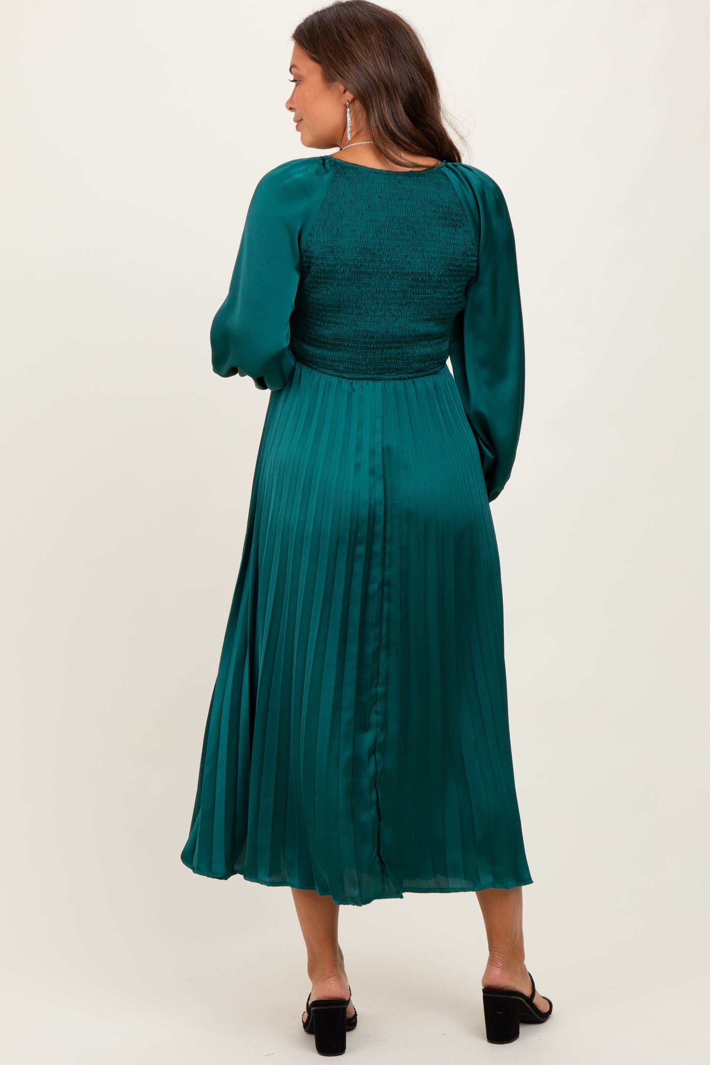 forest green pleated dress Toperth Forest Green Crossover V-Neck Cut-Out Pleated Maxi Dress Toperth