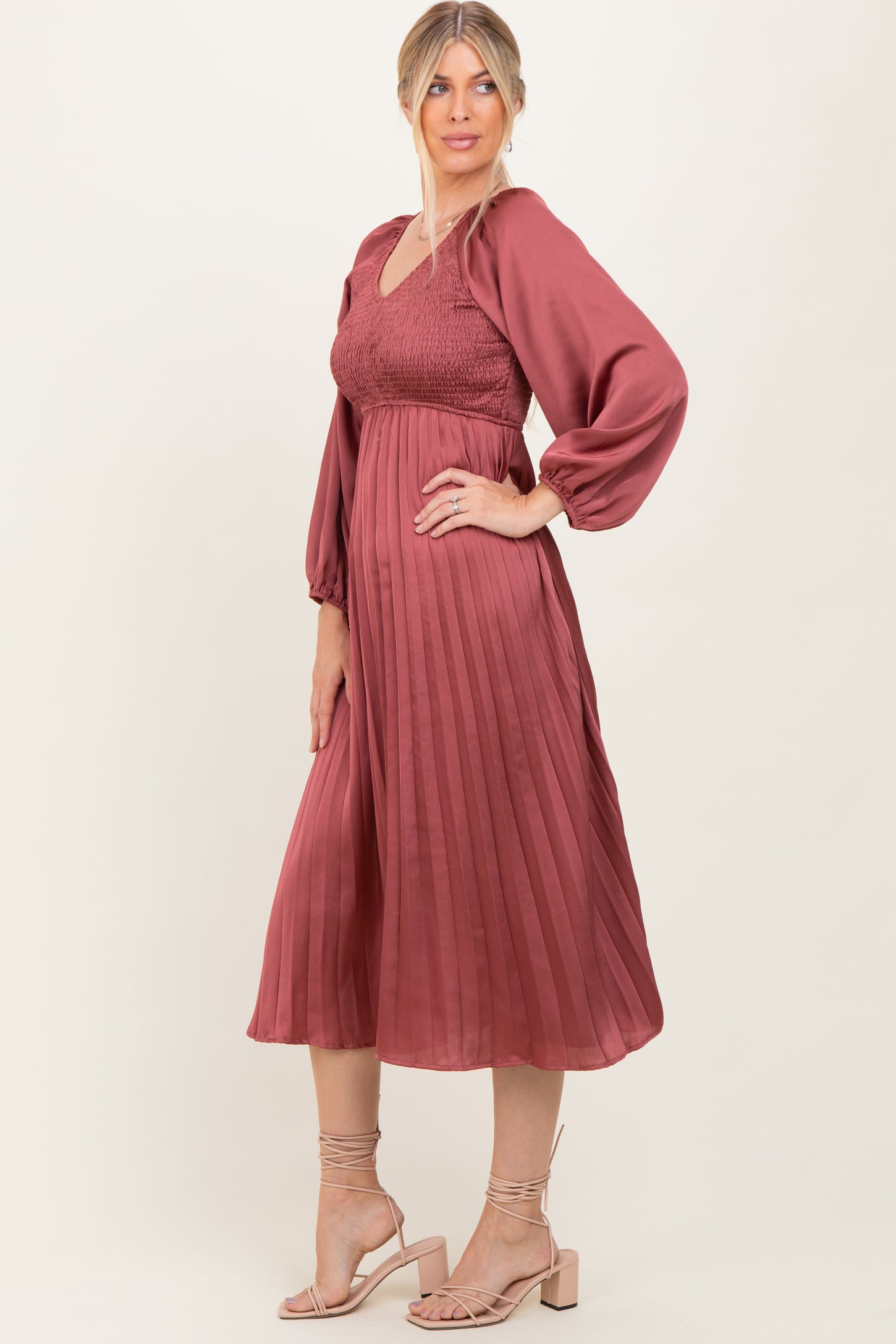 silk pleated midi dress HAYLEY SILK SATIN PLEATED MIDI DRESS | CULT MIA