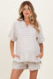 Cream/Beige Stripe Short Sleeve Maternity Short Set