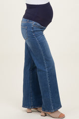 Blue Medium Wash Wide Leg Maternity Jeans