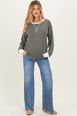 Blue Distressed Relaxed Wide Leg Maternity Jeans