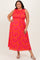 Orange Floral Smocked Sleeveless Midi Dress