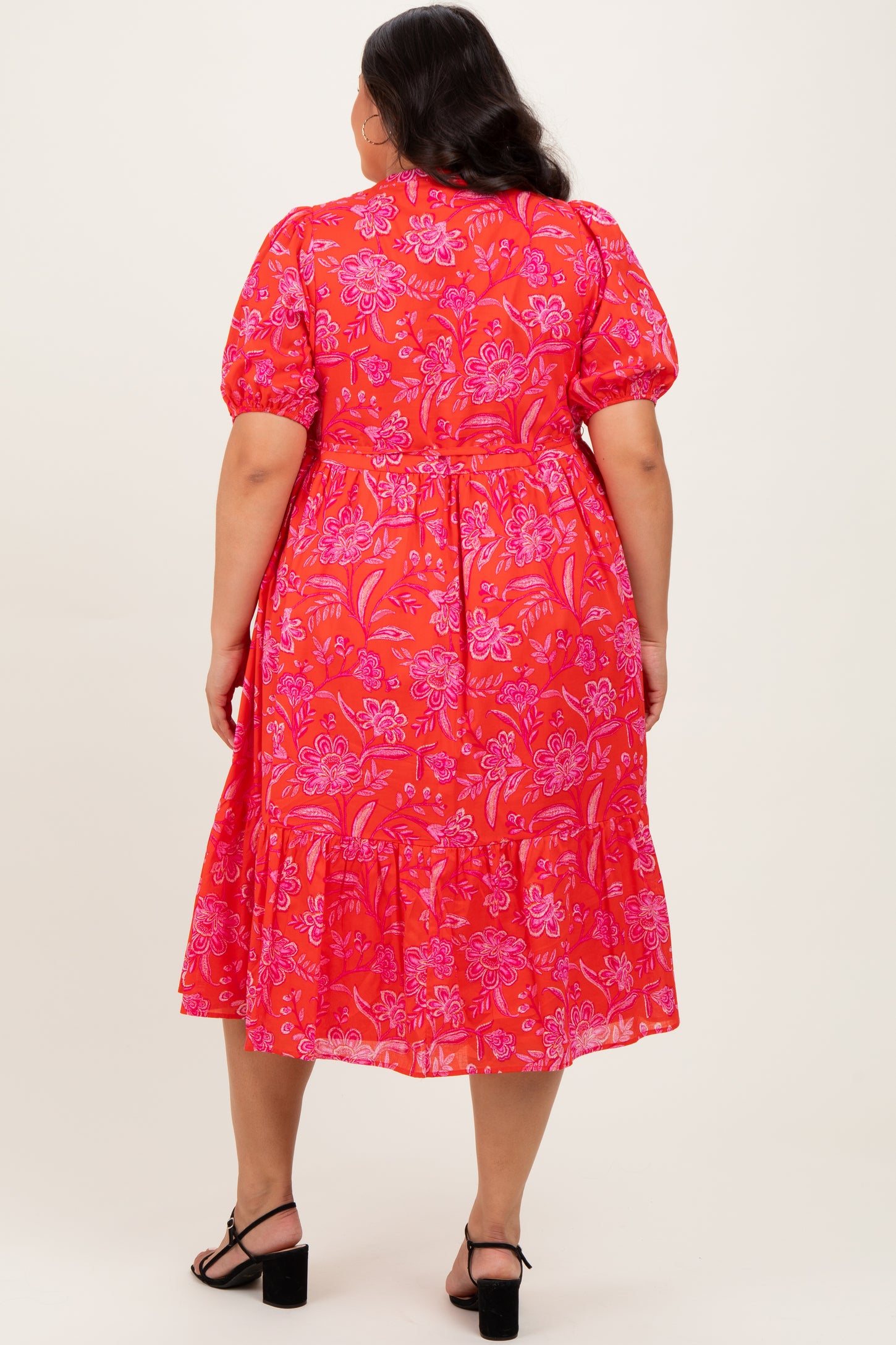 fitted lace wedding dress Red Floral Button Down Plus Midi Shirt Dress fitted lace wedding dress Red Floral Button Down Plus Midi Shirt Dress