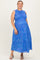 Royal Blue Floral Smocked Sleeveless Maternity Plus Midi Dress