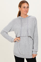 Heather Grey Double Layer Long Sleeve Nursing Hoodie
