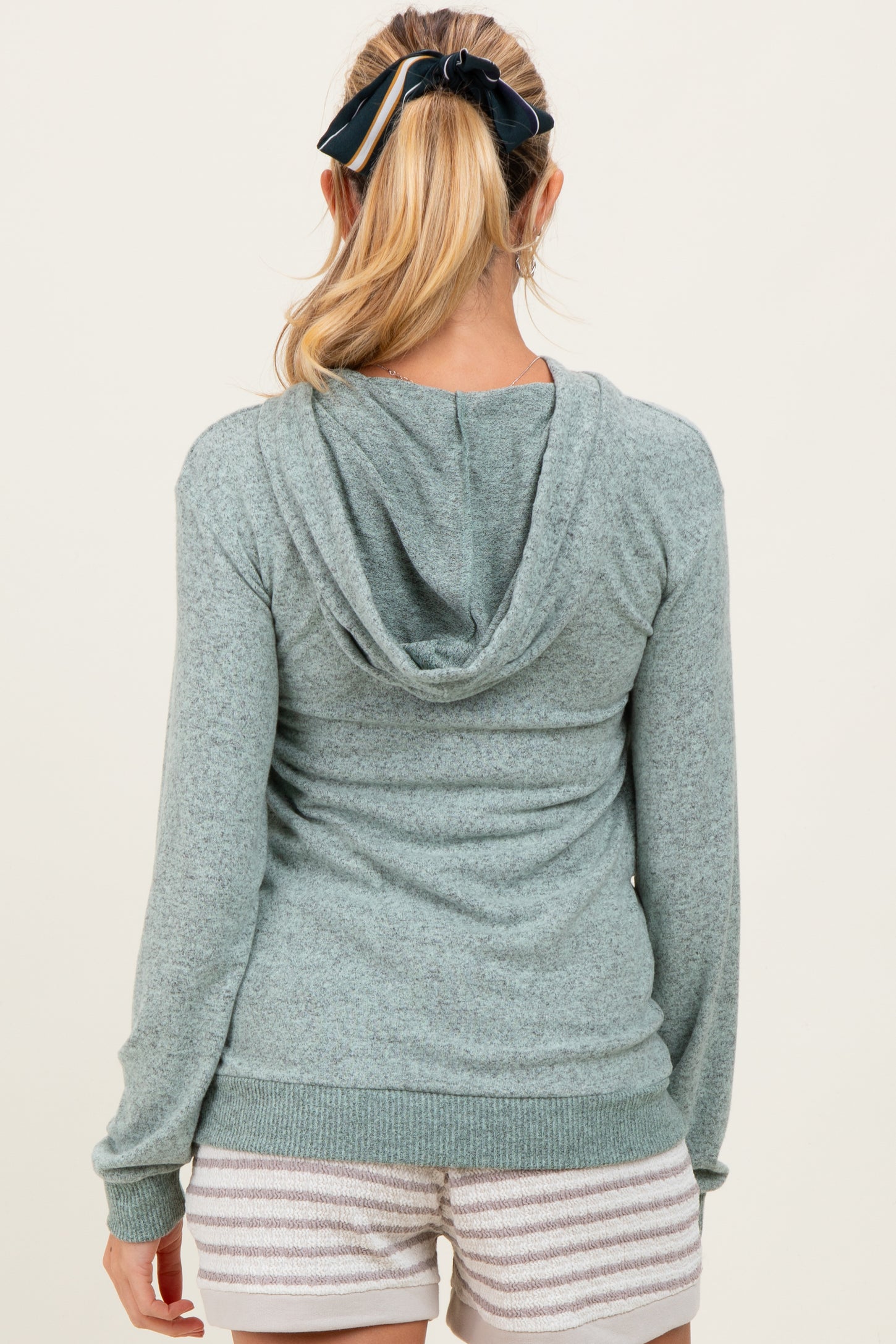 Mint Double Layer Long Sleeve Maternity Nursing Hoodie