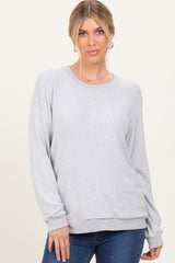 Heather Grey V-Neck Double Layer Nursing Pullover Top