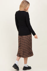 Black Ribbed Long Sleeve Henley Top