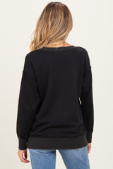 Black V-Neck Long Sleeve Maternity Pullover Top