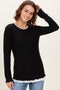 Black/White Ribbed Long Sleeve Twofer Top