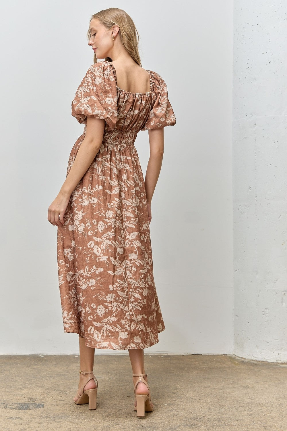 smocked waist midi dress Navy Universally flattering silhouette with a classic fit bodice Bethany Smocked Waist Tiered Midi
