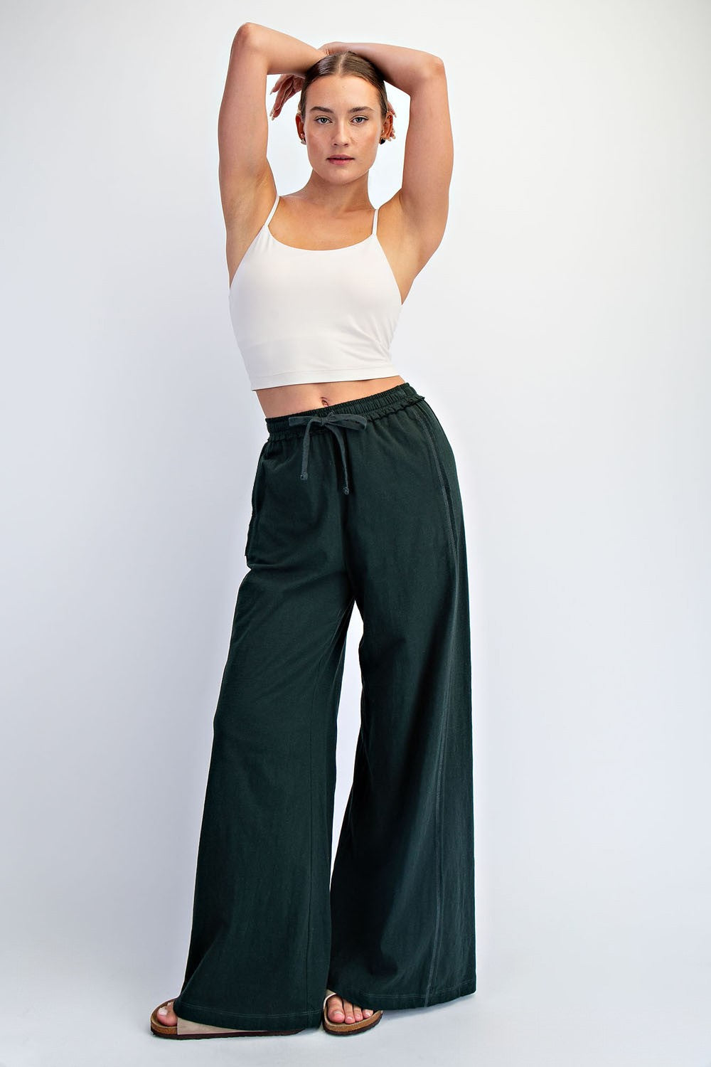 Forest Green Drawstring Wide Leg Maternity Lounge Pant