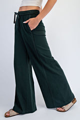 Forest Green Drawstring Wide Leg Lounge Pant