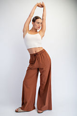 Rust Drawstring Wide Leg Lounge Pant