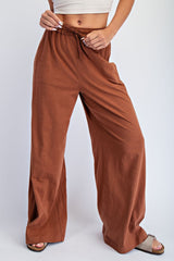 Rust Drawstring Wide Leg Lounge Pant