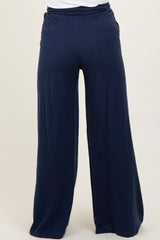 Navy Drawstring Wide Leg Maternity Lounge Pant