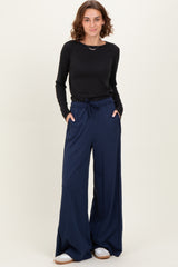 Navy Drawstring Wide Leg Maternity Lounge Pant