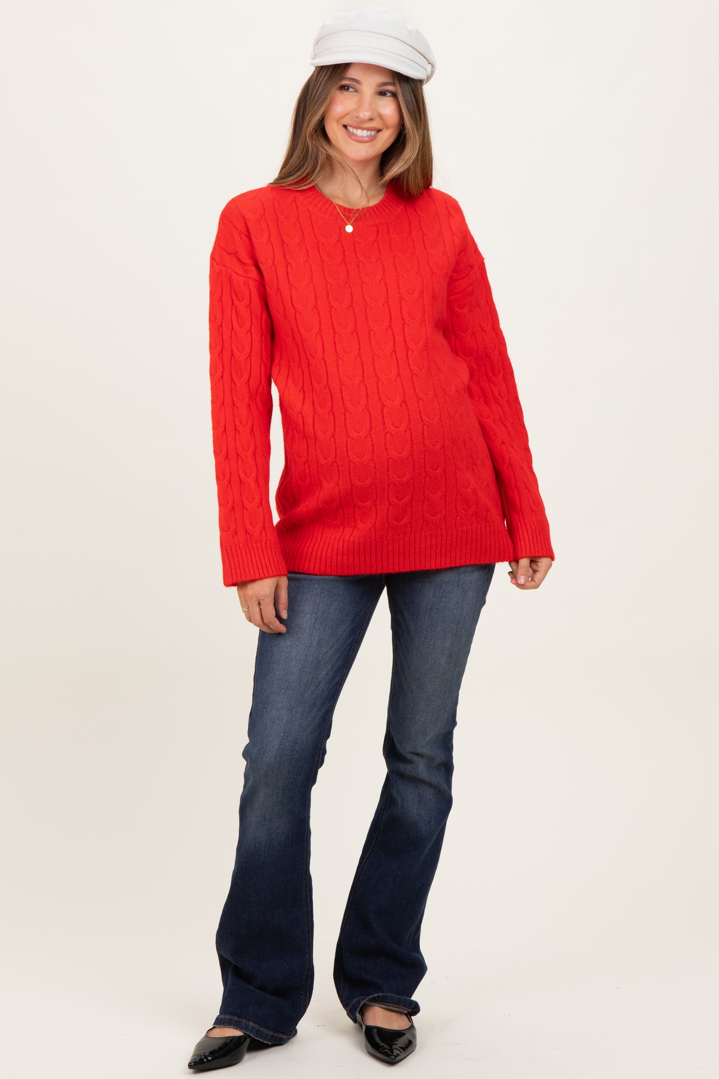 Navy Blue Flap Back Pocket Bootcut Maternity Jeans