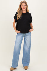 Light Blue Distressed Relaxed Wide Leg Maternity Jeans