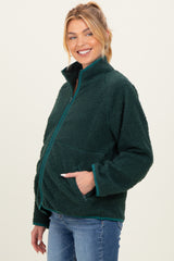 Forest Green Fleece Full Zip Maternity Jacket