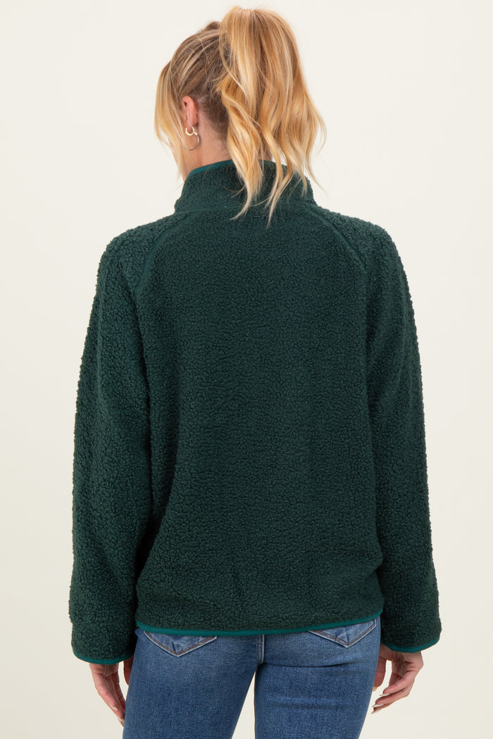 Forest Green Fleece Full Zip Maternity Jacket