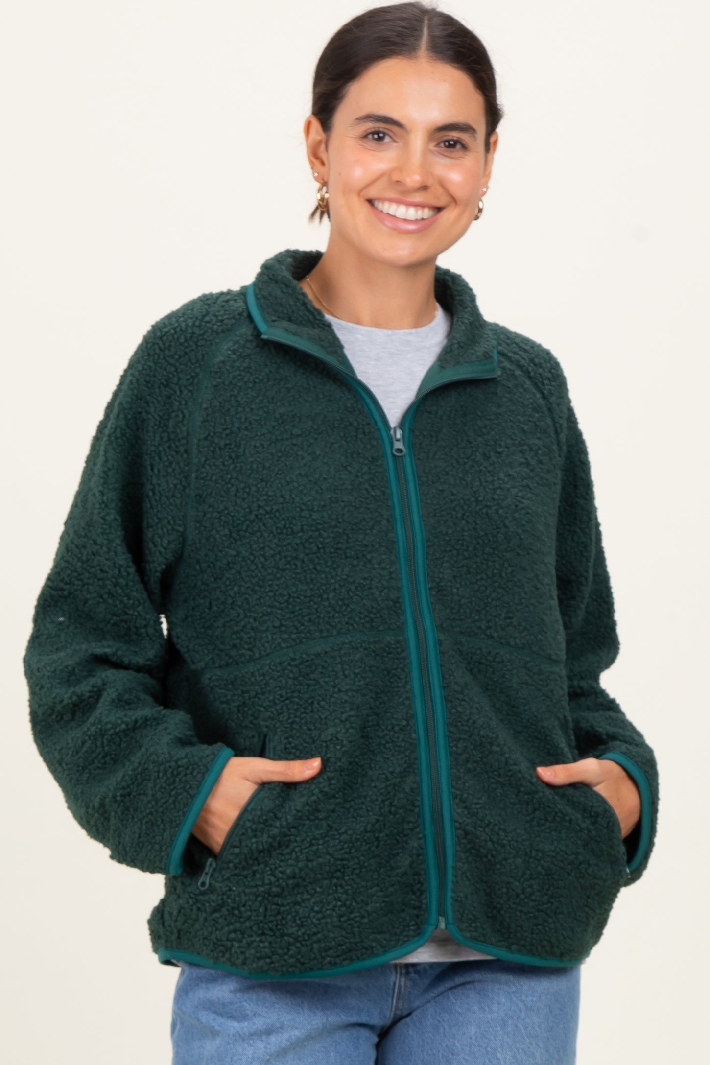 Forest Green Fleece Full Zip Jacket