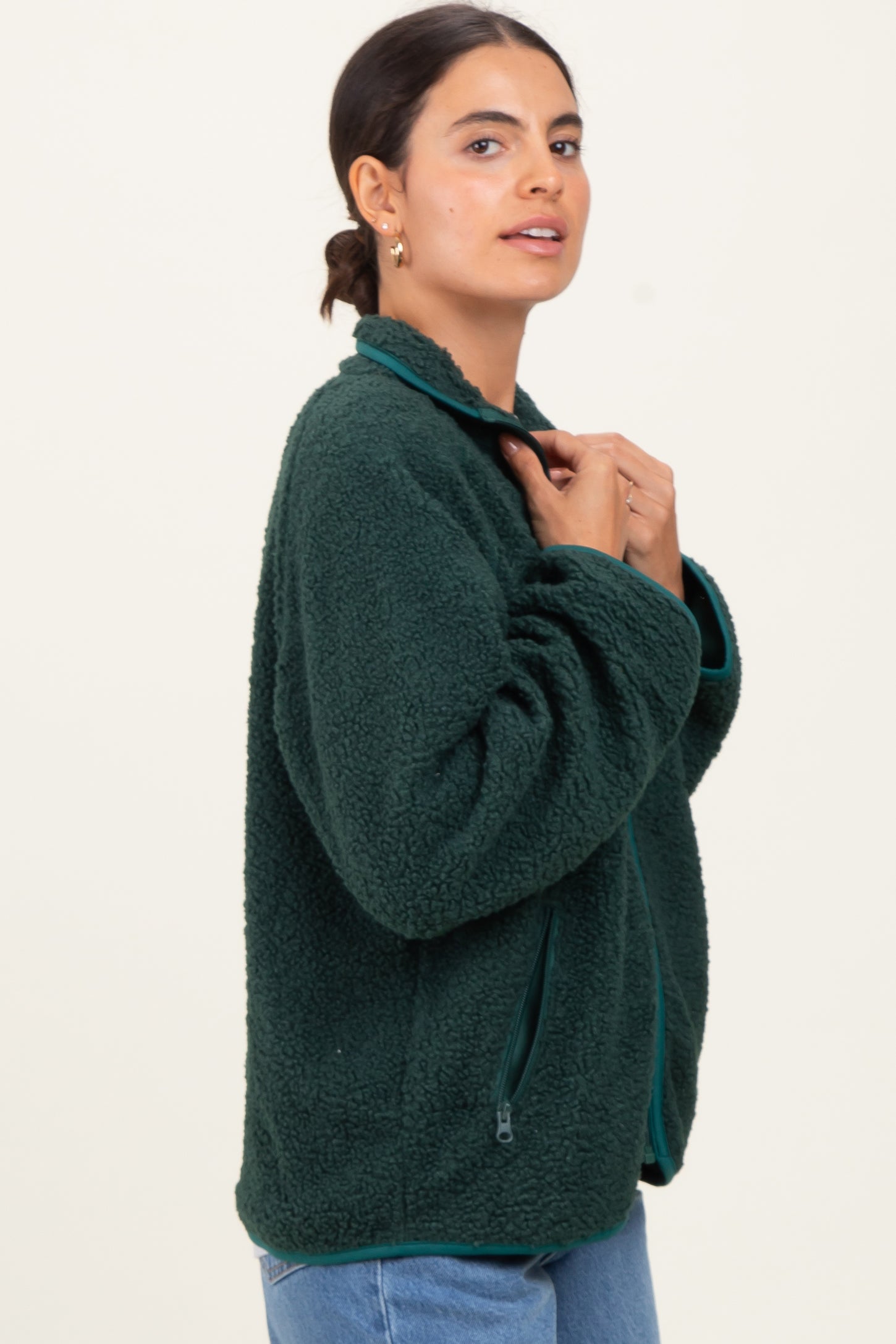 Forest Green Fleece Full Zip Jacket