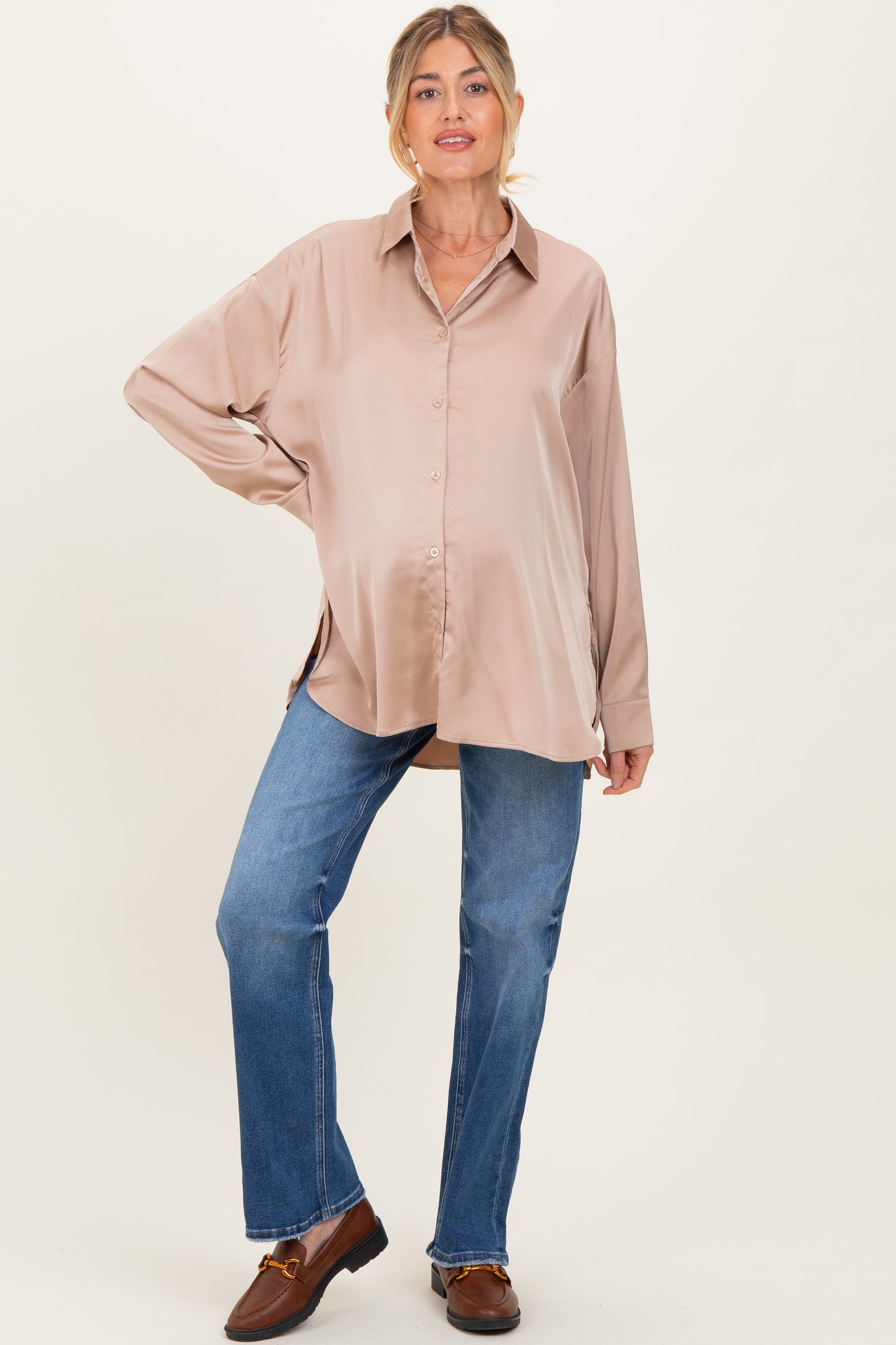 Blue Relaxed Straight Leg Maternity Jeans