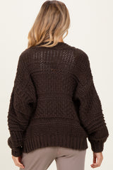 Brown Oversized Chunky Knit Maternity Cardigan