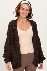 Brown Oversized Chunky Knit Cardigan