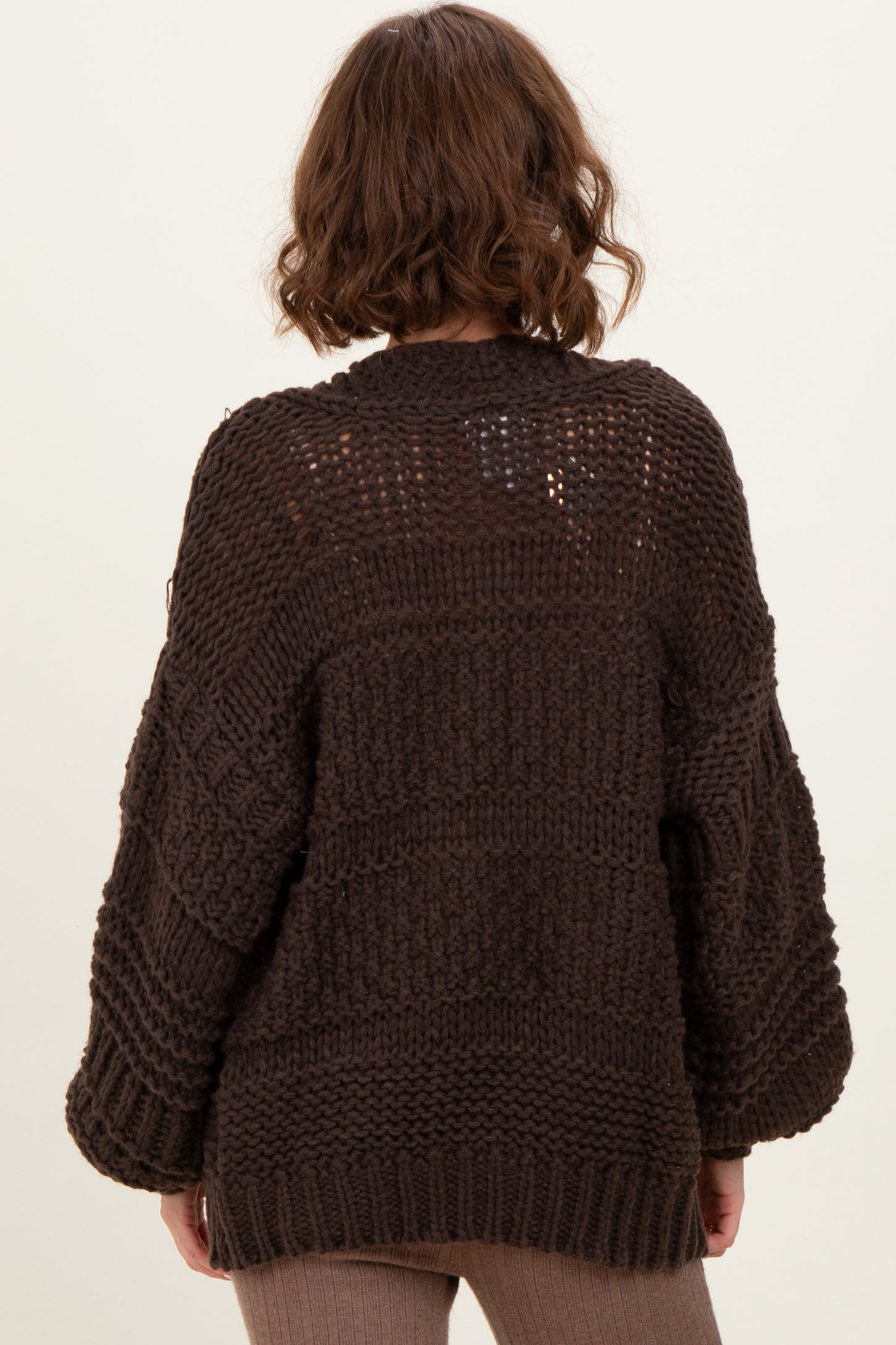 Brown Oversized Chunky Knit Cardigan