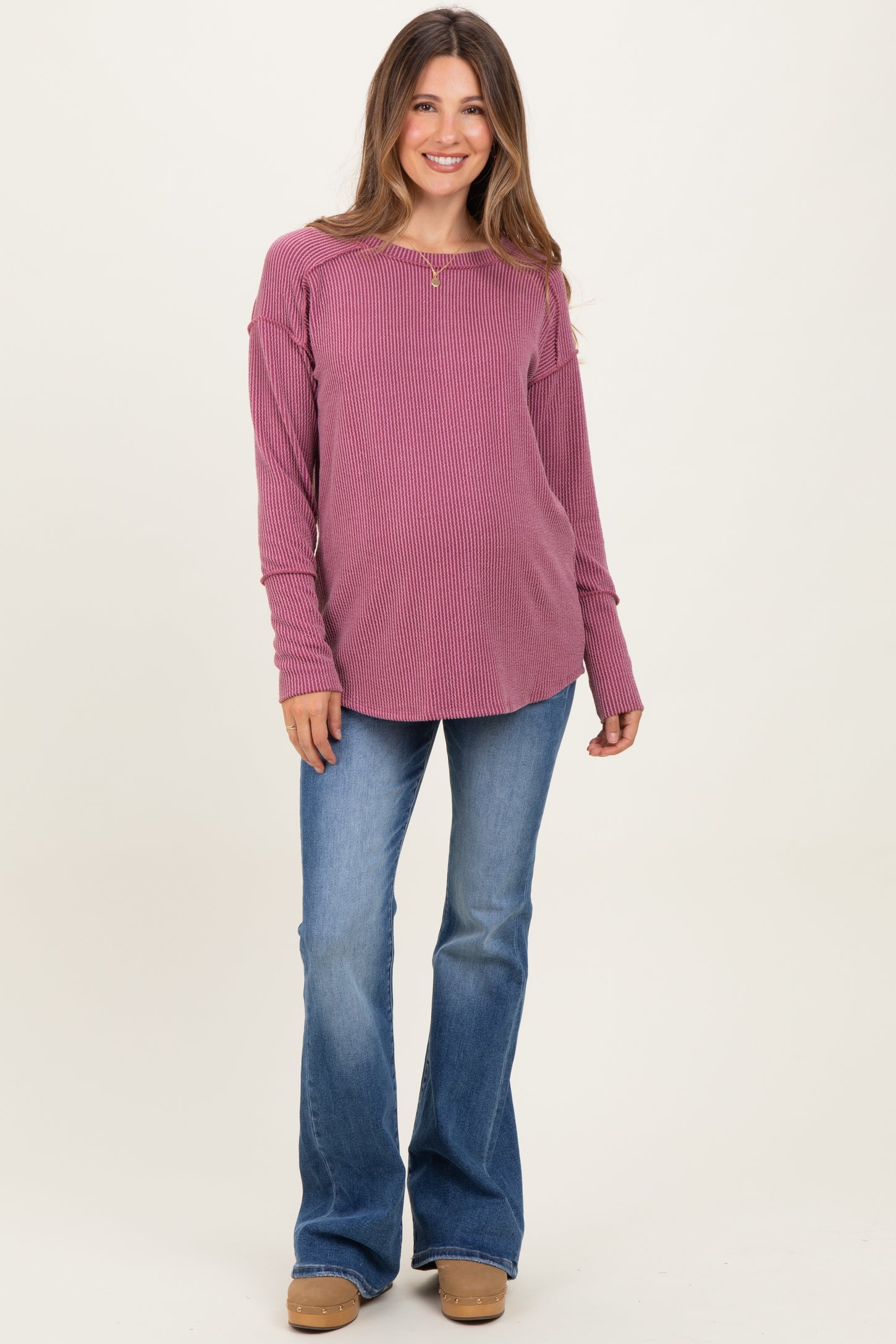 Blue Lightly Distressed Maternity Flare Jeans