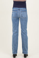 Blue Medium Wash Straight Leg Maternity Jeans