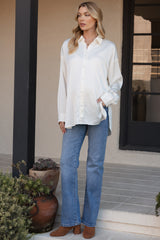 Blue Medium Wash Straight Leg Maternity Jeans