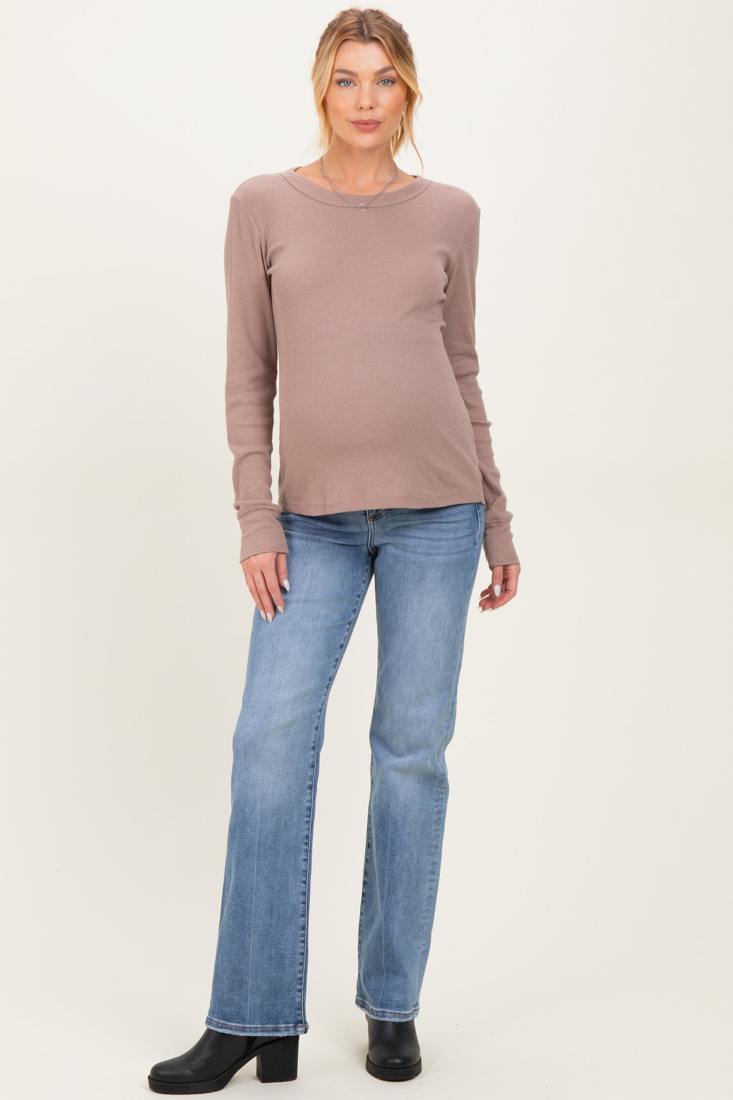 Blue Medium Wash Straight Leg Maternity Jeans