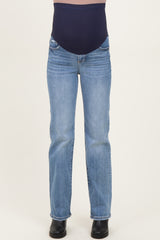 Blue Medium Wash Straight Leg Maternity Jeans