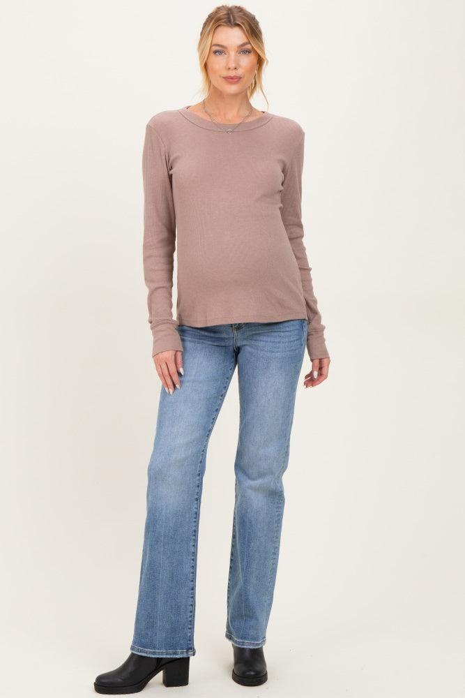 Blue Medium Wash Straight Leg Maternity Jeans