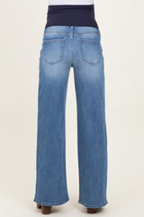 Blue Medium Wash Wide Leg Maternity Jeans