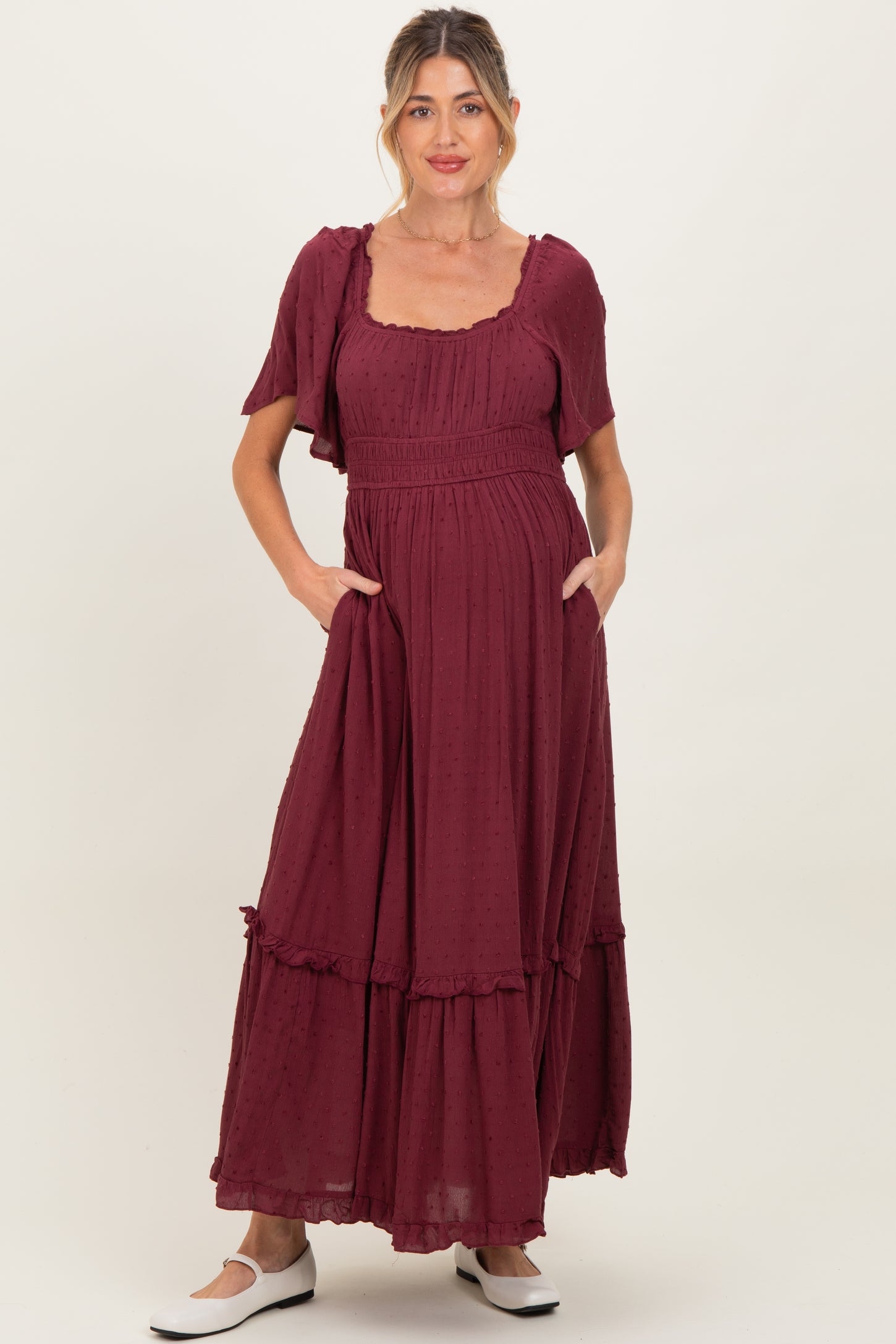 burgundy swiss dot dress Unique Vintage Plus Size Burgundy & White Swiss Dot Libby Swing Dress