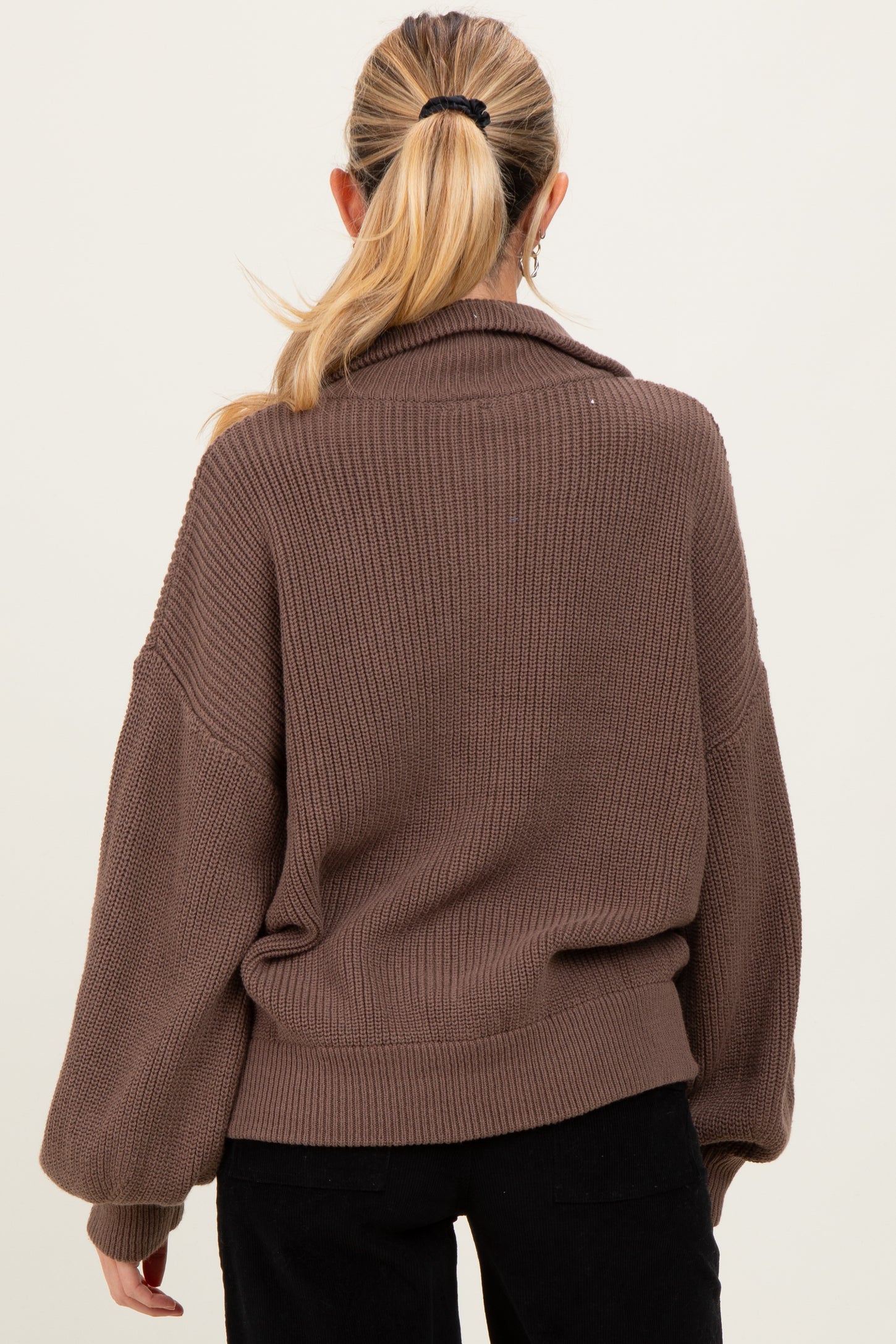 Light Mocha Oversized Zip Up Maternity Cardigan