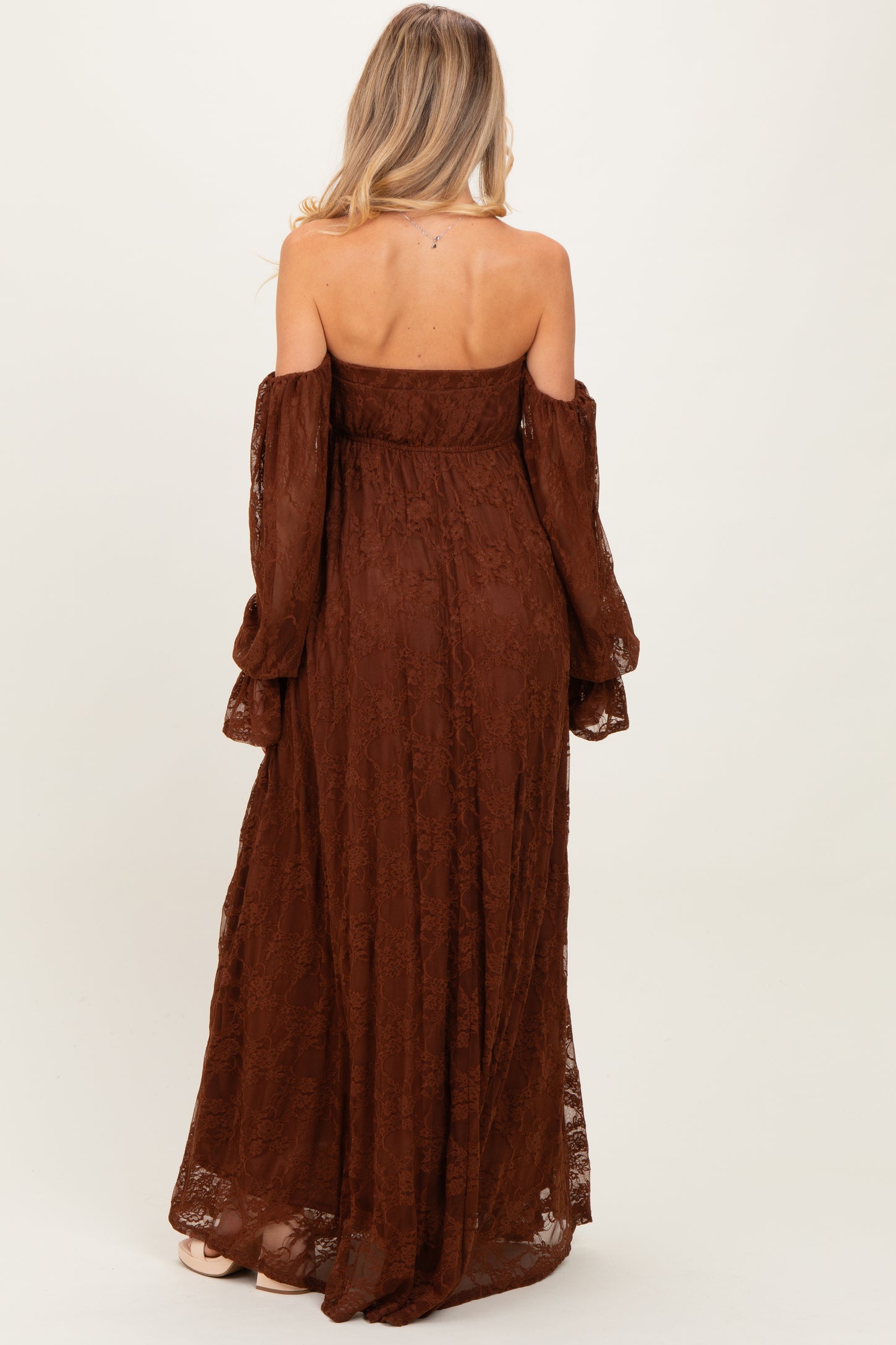 brown lace up dress Brown Floral Lace Maxi Dress self-portrait-US