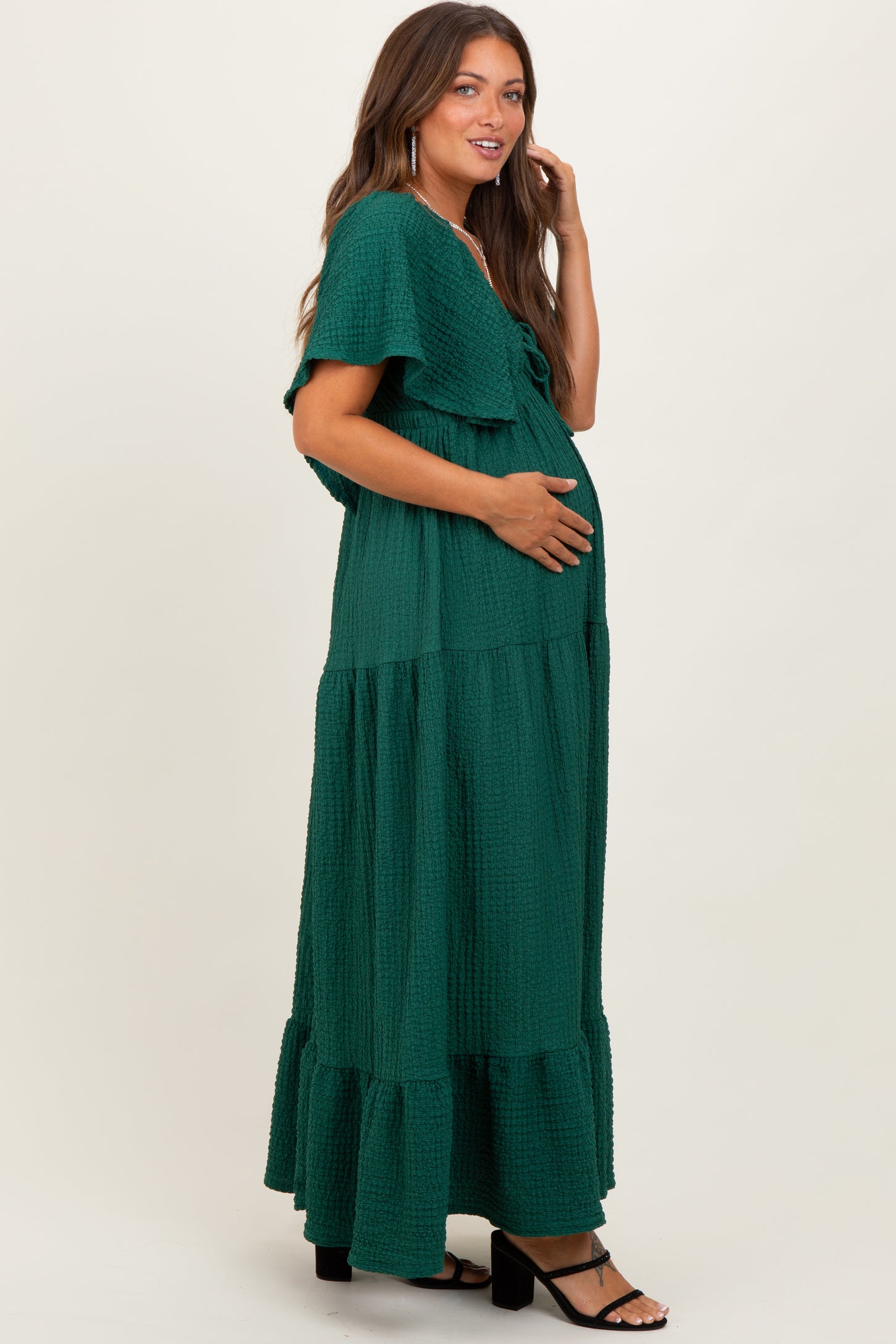 flutter sleeve green dress Caitlin Flutter Sleeve Dress, Green