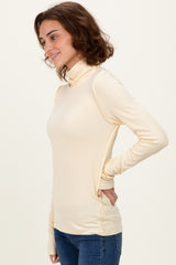 Yellow Solid Long Sleeve Ribbed Turtle Neck Top