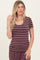 Burgundy Stripe Short Sleeve Round Neck Top