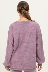 Plum Brushed Long Sleeve V-Neck Maternity Sweatshirt