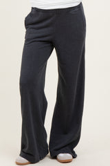 Black Mineral Wash Waffle Knit Contrast Maternity Lounge Pants