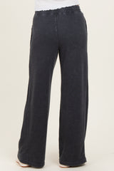 Black Mineral Wash Waffle Knit Contrast Lounge Pants