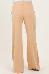 Light Camel Mineral Wash Waffle Knit Contrast Maternity Lounge Pants