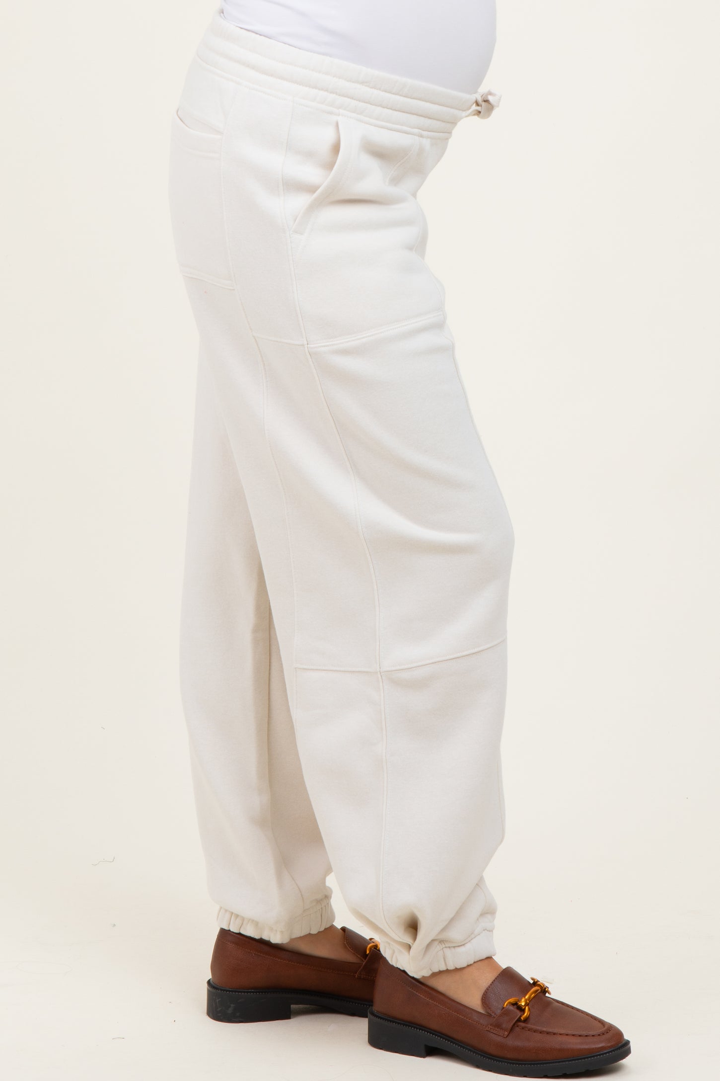 Ivory Multi Seam Fleece Maternity Sweatpants