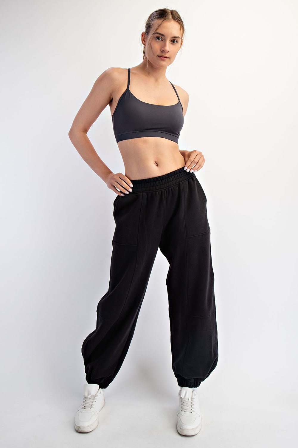 Black Multi Seam Fleece Sweatpants